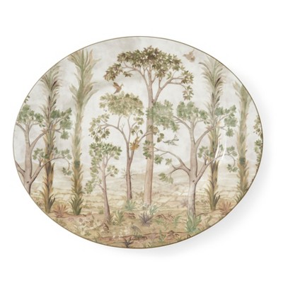 Kit Kemp by Spode 14" Tall Trees Oval Serving Platter, Enchanted Forest Design, Porcelain, Dishwasher,  Microwave, and Freezer Safe