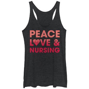 Women's CHIN UP Peace Love and Nursing Racerback Tank Top - 1 of 3