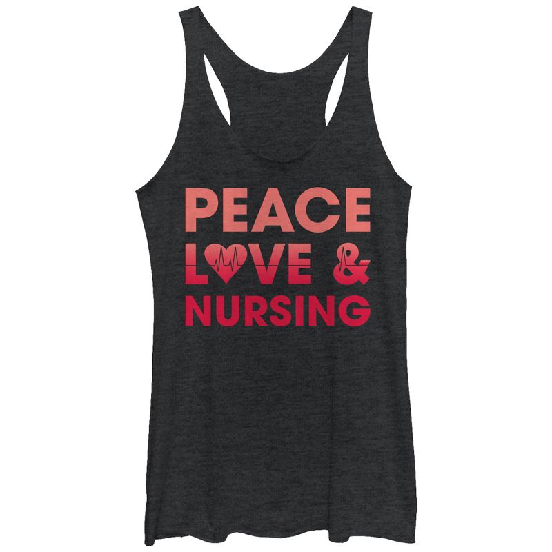 Women's CHIN UP Peace Love and Nursing Racerback Tank Top, 1 of 4