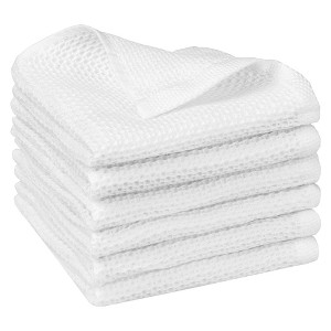 Unique Bargains Cotton Double-Sided Waffle Weave Absorbent Kitchen Towels 6 Pcs - 1 of 4