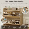 47.2" Shoe Storage Cabinet with Rattan Doors, 2 Flip Drawers, Storage Drawer, and Bench, Adjustable Shelves,Linen Upholstered Seat– Light Brown - 4 of 4