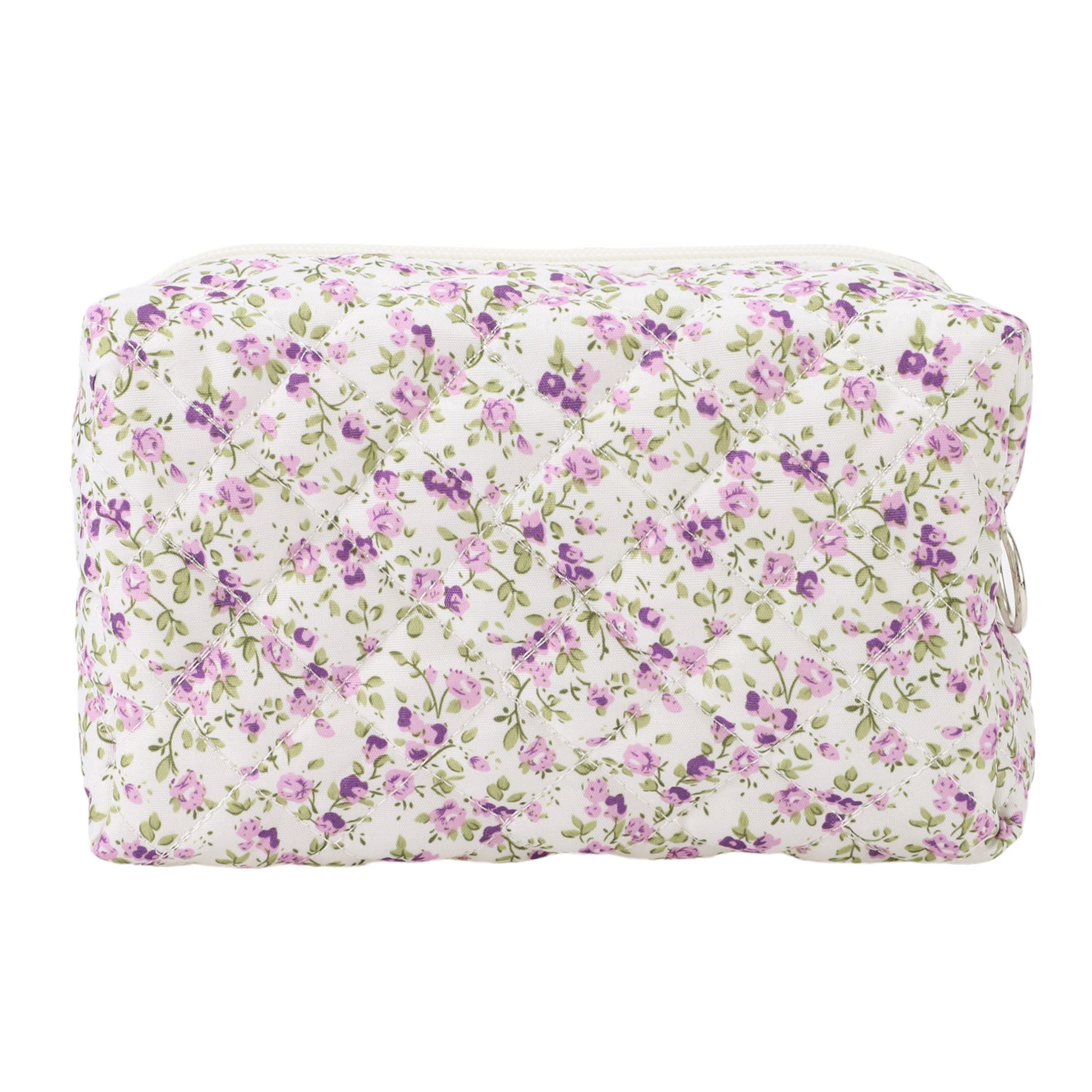Unique Bargains Women Portable Little Flower Pattern Makeup Bag Purple 1 Pc