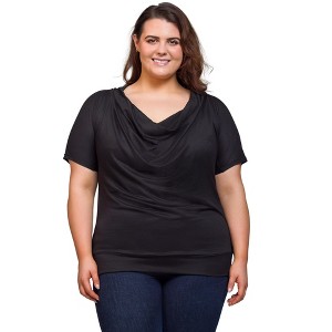 Plus Cowl Neck Short Sleeve Top - 24seven Comfort Apparel™ - 1 of 4