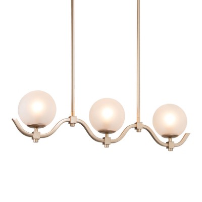 LNC Ellan 3-Lights 30" Modern Linear Kitchen Island Pendant  Lights, Matte Gold with 3 Froested Globe Glass