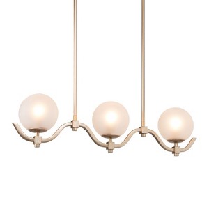 LNC Ellan 3-Lights 30" Modern Linear Kitchen Island Pendant  Lights, Matte Gold with 3 Froested Globe Glass - 1 of 4