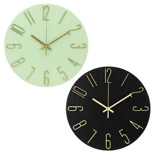 REGALWOVEN 2 Pcs Plastic Classic Battery Powered Silent Non-Ticking Wall Clock 12 x 12 Inches - 1 of 4