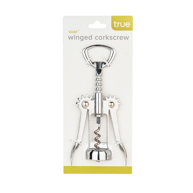 True Soar Chrome Winged Corkscrew, Self Centering Worm, Bottle Opener, Silver Finish, 6 of 19