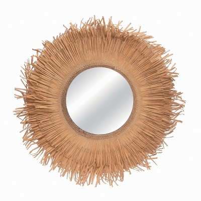 Transpac Natural Fiber 24 in. Brown Spring Grass Round Hula Mirror