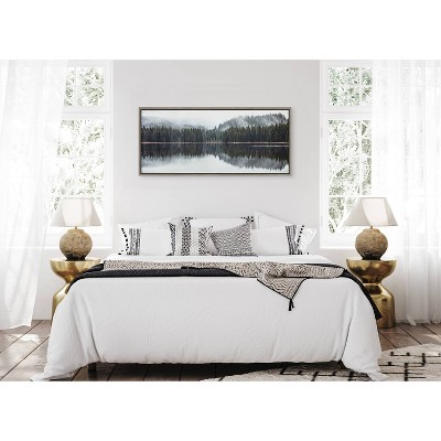 Gray Framed Still Reflection Landscape Canvas Print