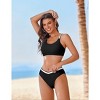 AI'MAGE Women's High Cut Bikini Set 2 Piece Sporty Swimsuit Color Block Bathing Suit with Trim - 3 of 3