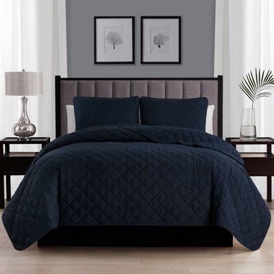 Sage Green Microfiber Diamond Stitched Full Quilt Set
