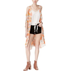 American Rag Womens Cold Shoulder Floral Kimono Sweater - 1 of 1