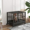 VisioGear 36" Dog Crate, Metal Cage Kennel with Lockable Wheels, Double Door and Removable Tray, Gray, 36.3"*24.5"*29.5" - 2 of 4