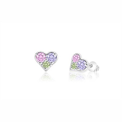 Chanteur Hypoallergenic Kids Jewelry Accessories Heart CZ White Gold Palladium Plating Stud Earrings Surgical Titanium Posts