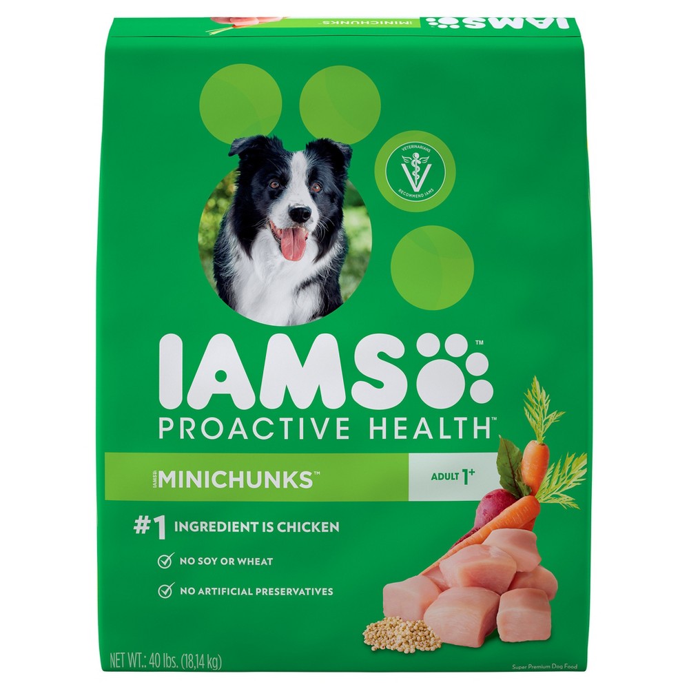 Iams ProActive Health Adult MiniChunks Premium Dog Food, 40 lbs Best By Aug 24, 2021