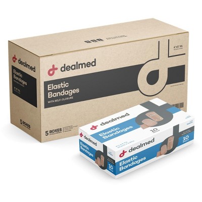Dealmed Elastic Bandage Wrap with Clip Closure, 4.5 Yards Stretched Compression Wrap, 10 Count (Case Pack)