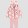 Carter's Just One You® Baby Girls' 3pc Bear Faux Shearling Sweatshirt with Long Sleeve Bodysuit and Leggings Set - Pink - 2 of 4