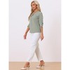 INSPIRE CHIC Women's Work Office Keyhole Pleated Front Ruched 3/4 Sleeve Chiffon Blouse - 3 of 4