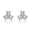 Guili Sterling Silver Clover Stud Earrings with Round CZ in White Gold & 14K Gold Plating – Timeless, Elegant Sparkle for Any Outfit - 3 of 3