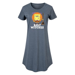 Women's SpongeBob SquarePants Best Witches Graphic T-shirt Dress - Heather Blue - Large - 1 of 4