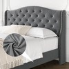 Tufted Upholstered Platform King Bed Frame with Headboard and Footboard, Velvet Platform Bed Raised Wing Back Headboard - 3 of 4