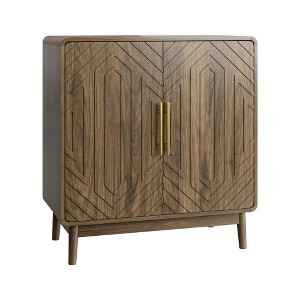 PDTEND Carved Wood Decorative Storage Cabinet with Adjustable Shelf & 2-Door for Entryway, Living Room, Kitchen or Office - 1 of 4