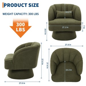 Swivel barrel armchair, 360 degree velvet upholstered armchair with striped backrest, ergonomic design, suitable for living room bedroom backyard etc - 1 of 4