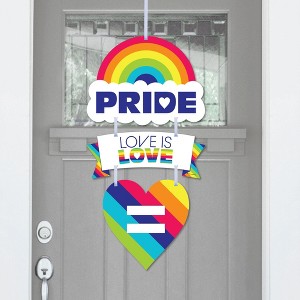 Big Dot of Happiness Love is Love - Pride - Hanging Porch Rainbow Party Outdoor Decorations - Front Door Decor - 3 Piece Sign - 1 of 4