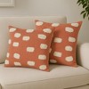 HomeRoots Set of Two 20" Orange And Natural And Orange Polka Dot Cotton Throw Pillows with Pompoms - 2 of 4