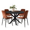 Olive+Oslo Black Dining Table Set for 4, Solid Round Black Grain Dining Table Sets with 4 Upholstered Dining Chairs Black Legs-Maison Boucle - image 2 of 4