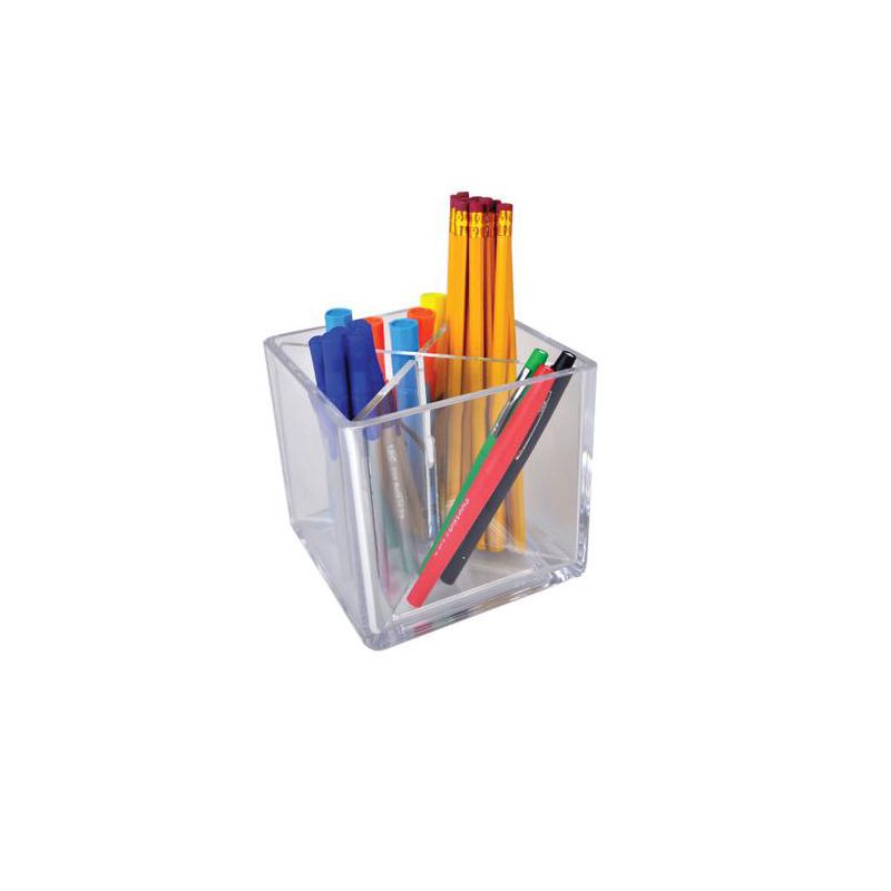 Azar Displays Cube Pencil Holder with Divider 5"W x 5"D x 5"H, 1 of 5