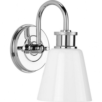 Progress Lighting Ashford 1-Light Brushed Nickel Opal Glass Farmhouse Bath Vanity Light
