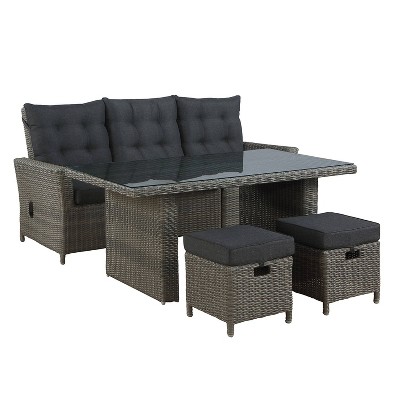 Asti 4pc Wicker Outdoor Seating Set - Gray - Alaterre Furniture