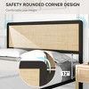 Queen size Bed Frame With Rattan Headboard/Footboard, Platform Bed Frame, Mid Century Modern Bed Frame/No Box Spring Needed/Easy Assembly/Noise-Free - 2 of 4