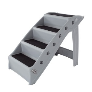 Pet Stairs - Home and Vehicle Nonslip Carpeted Dog Steps with 4-Step Design - For Puppies, Kittens, and Other Small Pets by PETMAKER (Gray) - 1 of 4