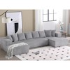 133.45" U-Shaped Modular Sectional Sofa, 4-Seater Corduroy Couch with 2 Chaise Lounges, 8 Pillows, Striped Fabric Upholstered Sofa for Living Room - 3 of 4