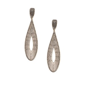 SOHI Women's Chrome Silver Maxi Lined Teardrop Drop Earrings - 1 of 4