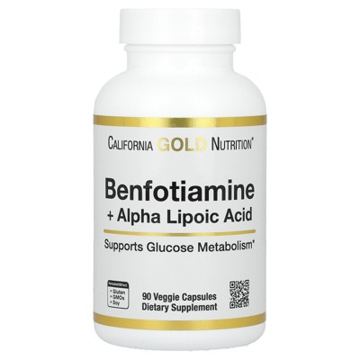 California Gold Nutrition Benfotiamine + Alpha Lipoic Acid and L-Leucine, 90 Veggie Capsules