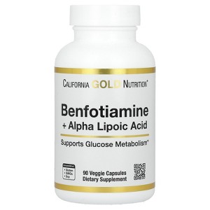 California Gold Nutrition Benfotiamine + Alpha Lipoic Acid and L-Leucine, 90 Veggie Capsules - 1 of 4