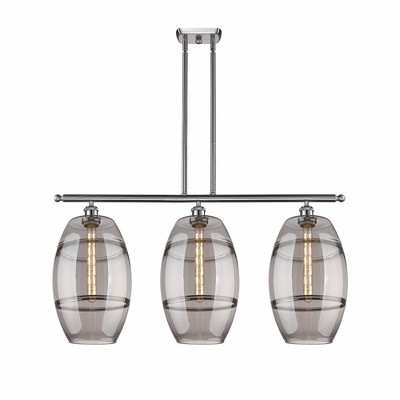 Vaz - 3 Light Stem Hung Island In Industrial Style-19 Inches Tall and 36.5 Inches Wide