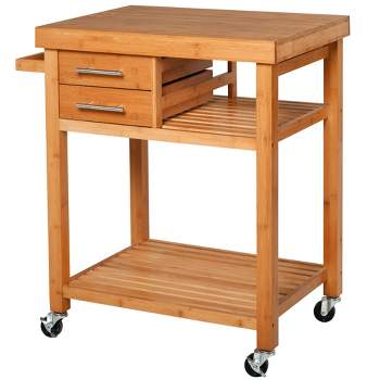 Yaheetech Kitchen Island on Wheels, 47.5 Rolling Kitchen Cart with Large  Workstation, Utility Trolley Cart Coffee Bar Cart with Lockable Casters