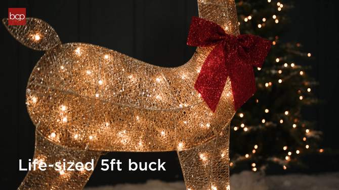 Best Choice Products 5ft Lighted 2D Christmas Buck Outdoor Yard Decoration w/ 105 LED Lights, Stakes, 2 of 9, play video