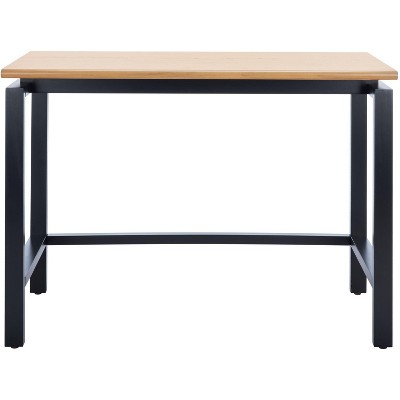 Industrial Black and Natural Wood Writing Desk