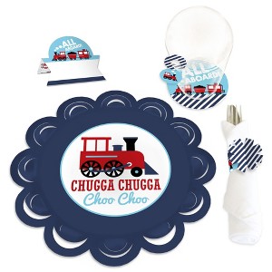 Big Dot of Happiness Railroad Party Crossing - Steam Train Birthday Party or Baby Shower Paper Charger & Table Decorations Chargerific Kit for 8 - 1 of 4