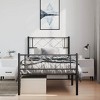 vidaXL Twin XL Metal Bed Frames with Headboard, Under Bed Storage, Noise Free, Black, No Mattress - 3 of 4