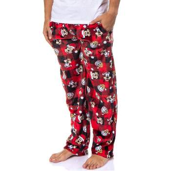 Disney Men's Mickey Mouse And Friends Santa Hat Super Minky Pajama Pants