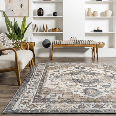 Vintage Medallion 5'x8' Tufted Wool Blend Area Rug