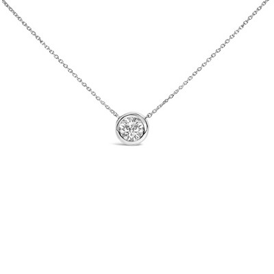 Haus of Brilliance Silver 7MM Bezel Set Created Gemstone Pendant Necklace