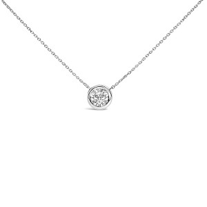 Haus of Brilliance Silver 7MM Bezel Set Created Gemstone Pendant Necklace - 1 of 4