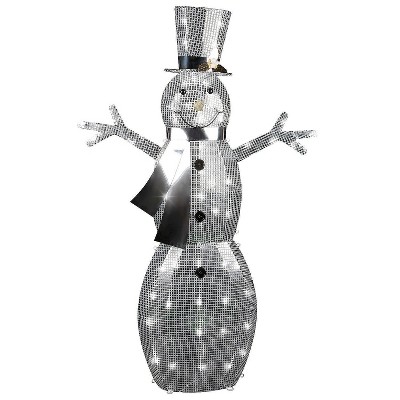 Gemmy 52" Disco Sparkle Silver Snowman Christmas Outdoor Inflatable Decoration